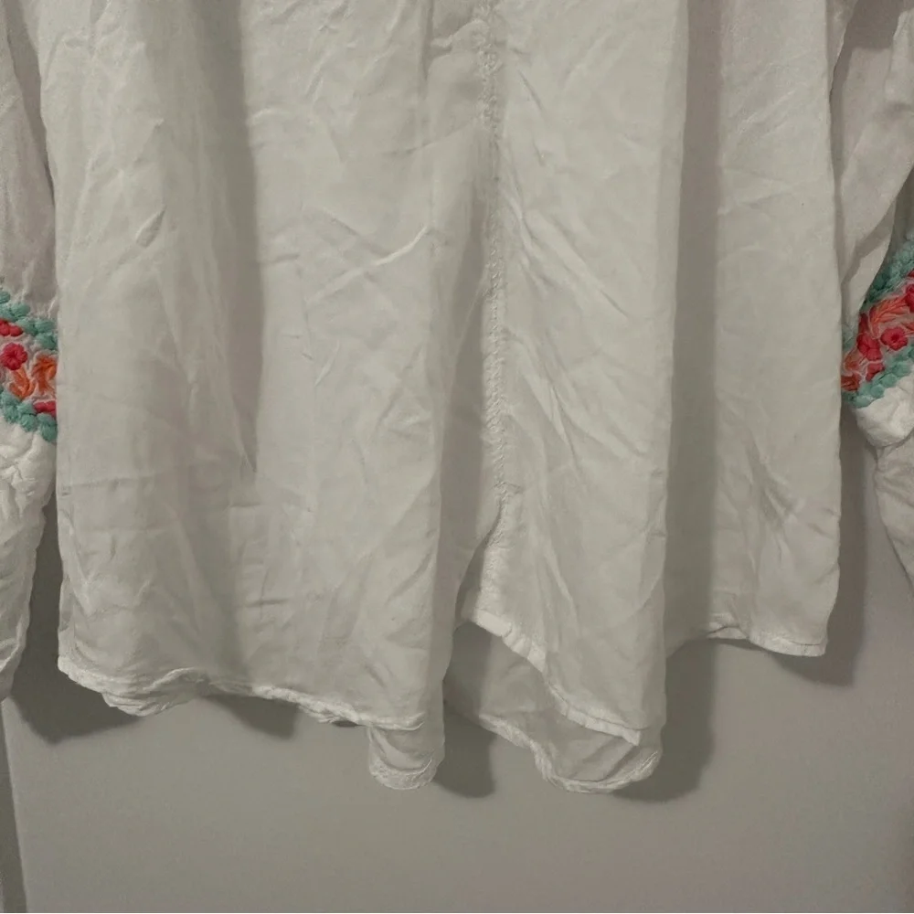 Hatley Embroidered White Long Sleeve Modal Tunic Size Small - Picture 7 of 15